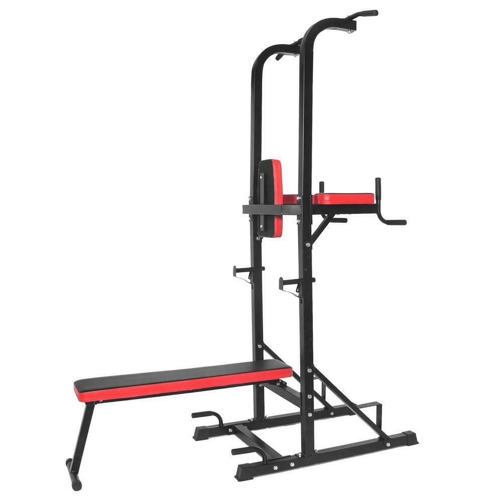 Power Tower Dip Station with Pull-Up Bar and Bench