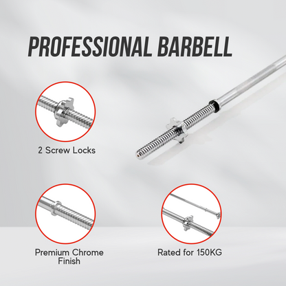 (330LBS/150KG Rated) 6FT 1 INCH Bar Barbell