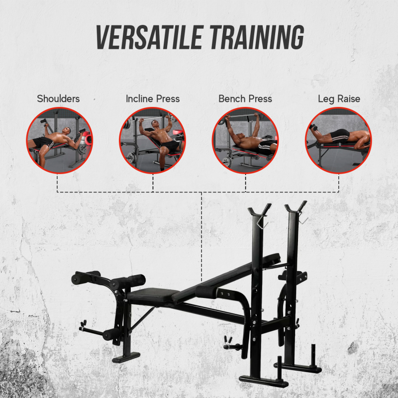 Weight Bench Adjustable with Barbell Rack (Foldable)