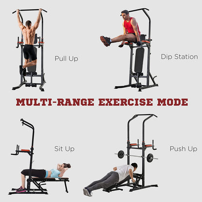 Power Tower Dip Station with Pull-Up Bar and Bench