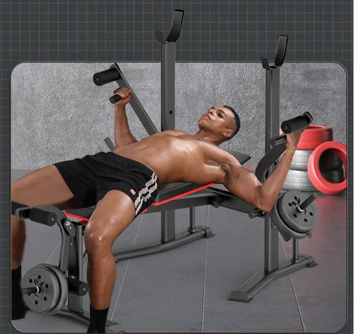 Weight Bench Adjustable with Barbell Rack (Foldable)