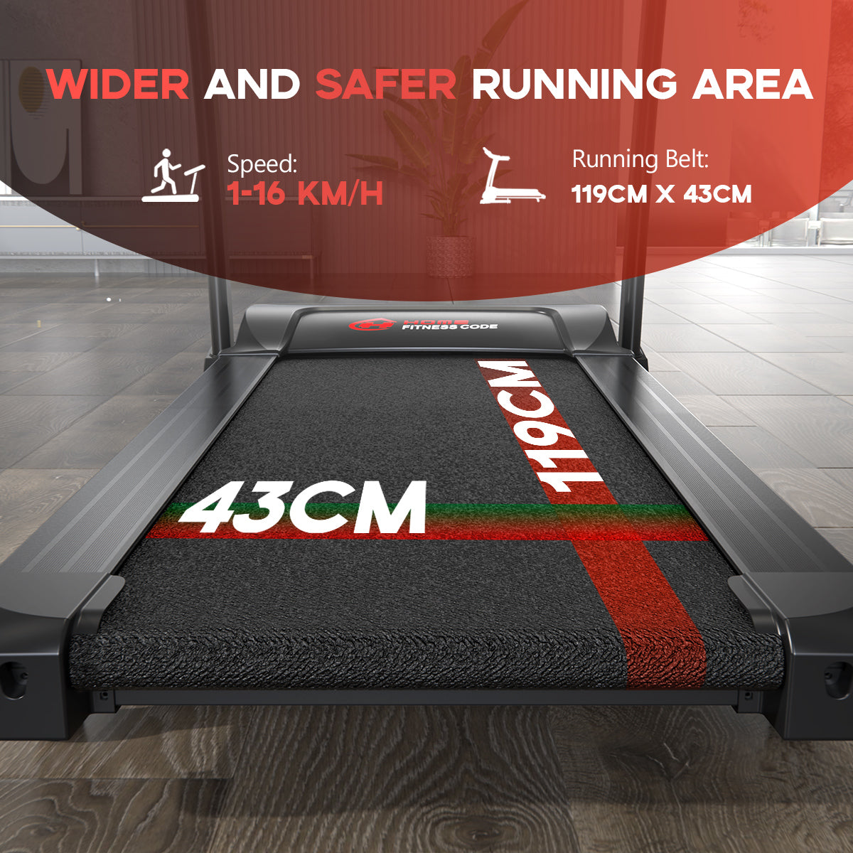 Folding Treadmill 3.0HP Walking Running Machine 1-16KM/H with 0-15% Auto Incline, Bluetooth Music, 18 Programs