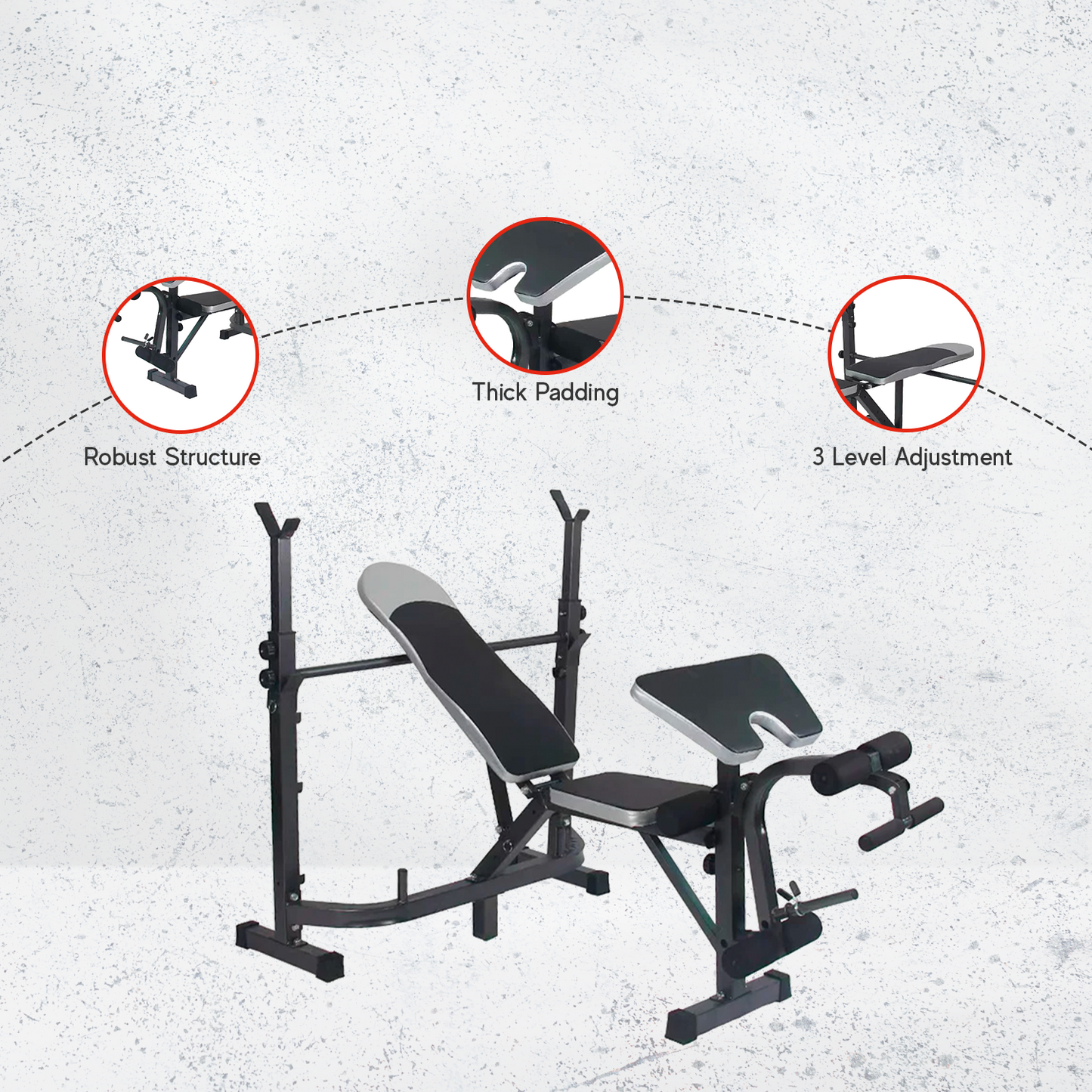 Heavy Duty Weight Bench Adjustable with Barbell Rack